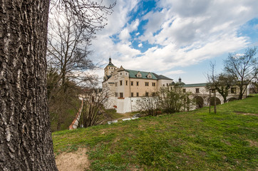 Fototapeta na wymiar Wide angle shot of castle in Pardubice, Czech Republic