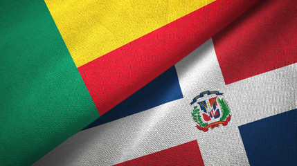 Benin and Dominican Republic two flags textile cloth, fabric texture