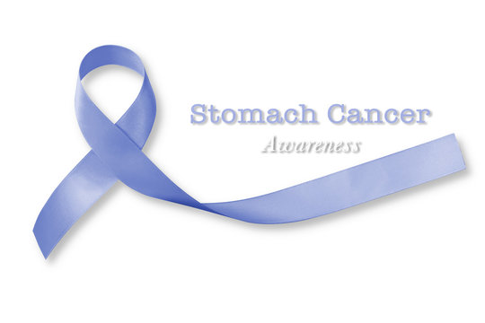 Periwinkle ribbon with Stomach cancer awareness text message isolated on white background (clipping path)
