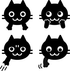 猫の顔と手のアイコンセット