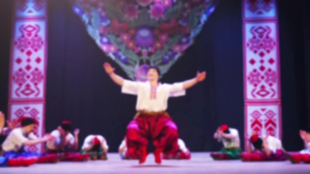 Ukrainian national dances. Out of focus. Slow motion.