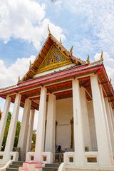 Naklejka premium Wat Maha Phruttharam is ancient temples built since the Ayutthaya period at Khwaeng Maha Phruttharam, Khet Bang Rak, Bangkok Thailand on May 10,2019.