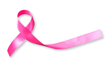 Pink ribbon awareness  isolated on white background (clipping path) for  Breast cancer.