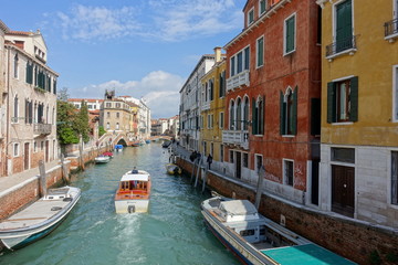 Naklejka na ściany i meble Venice canal with boats, Italy