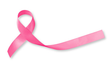 Pink ribbon awareness  isolated on white background (clipping path) for  Breast cancer.