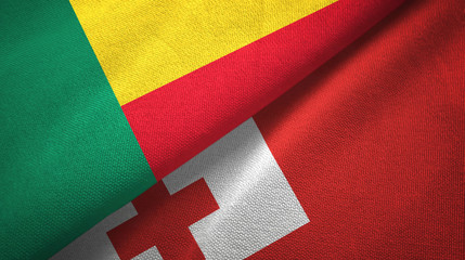 Benin and Tonga two flags textile cloth, fabric texture