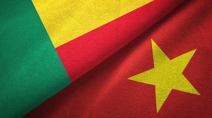 Benin and Vietnam two flags textile cloth, fabric texture