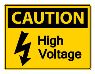 Caution high voltage sign Isolate On White Background,Vector Illustration