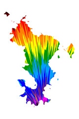 Mayotte - map is designed rainbow abstract colorful pattern, Department of Mayotte map made of color explosion,