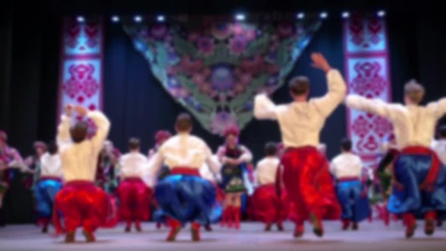 Ukrainian national dances. Out of focus. Slow motion.