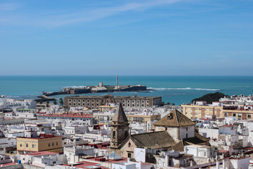 Fototapeta na wymiar Top view of Cadiz city, Andalusia, Atlantic ocean, Spain 