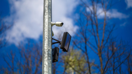 Fototapeta premium security camera on outdoor in the park