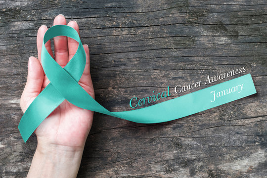 Teal ribbon for raising awareness on Cervical Cancer