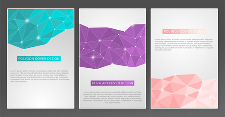 set of polygon geomteric cover background with sparkle triangle and smooth color design vector eps 10
