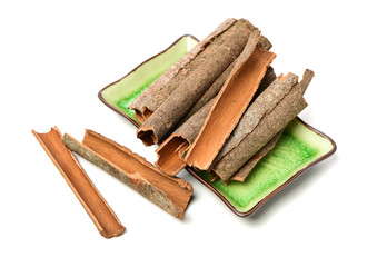 Cinnamon on a white background