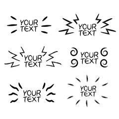 hand drawn and doodle elements for emphasis text in comic style