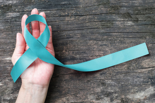 Turquoise/ Robin egg blue ribbon awareness on Bone cancer tumor, Addiction recovery