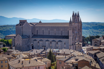 Orvieto, Italy. 04-19-2019. Aerial view of church at  Orvieto. Terni. Italy
