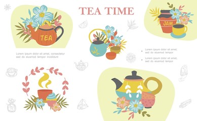 Fototapeta na wymiar Hand Drawn Tea Colorful Concept