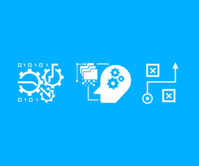artificial intelligence concept icons in blue background