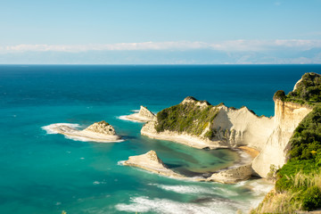 Scenic view of Cape Drastis cliffs, Corfu, Greece