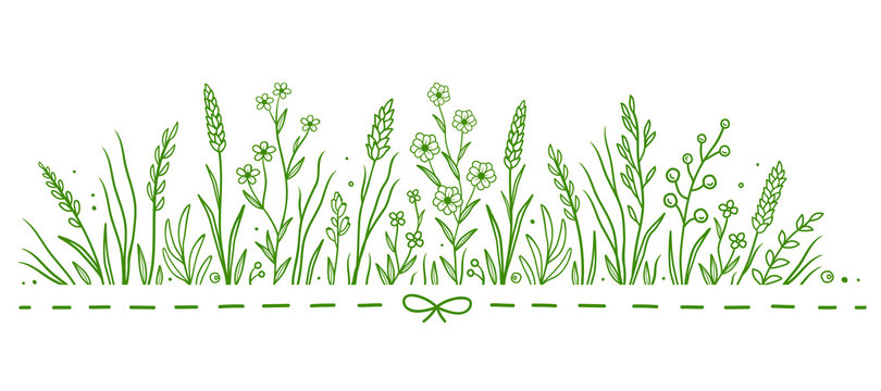 green art pattern with herbs and flowers