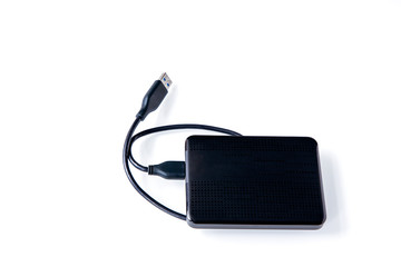 Fototapeta premium External hard drive HDD isolated on white background. Data backup concept.- Image