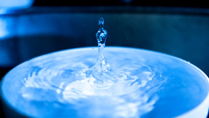 falling drop into clear water