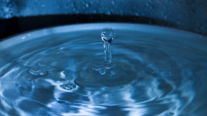 falling drop into clear water