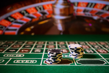 Casino element isolation on the colorful, Slot machine, Roulette while, Dice, Casino chip - image