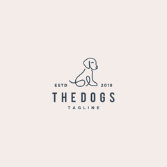 dog monoline concept vector logo design