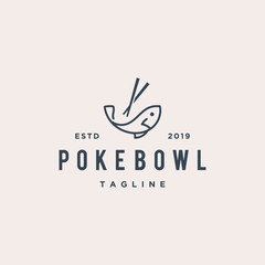 fish poke bowl vector logo design