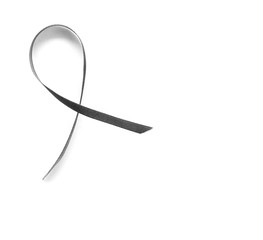 Black awareness ribbon.Mourning and melanoma symbol isolated on white background.