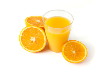 Round orange slices on a white background. Citrus tropical fruit background. Bright food. Dietary vitamin nutrition. A lot of vitamin C.