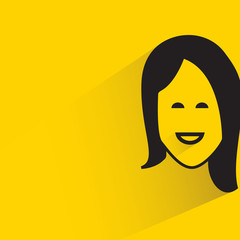 woman face with drop shadow in yellow background