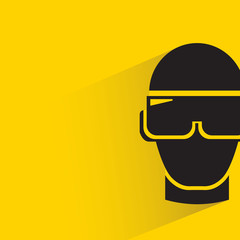 VR headset with drop shadow in yellow background