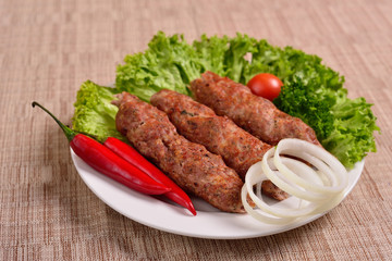 Lula kebab is a traditional Arabic dish. Meat shashlik.