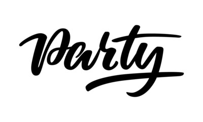 Party - hand lettering on a white background.
