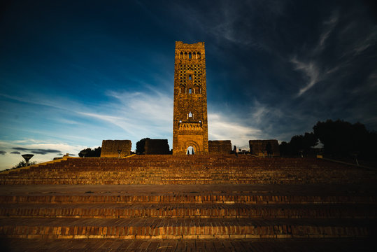 Mosque minaret ruin in Mansourah, Tlemcen, Algeria