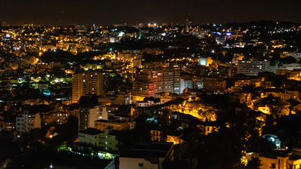 Fototapeta na wymiar Beautiful night aerial view of buildings of city Algiers, Algeria