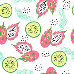 Seamless pattern with doodle style fruits