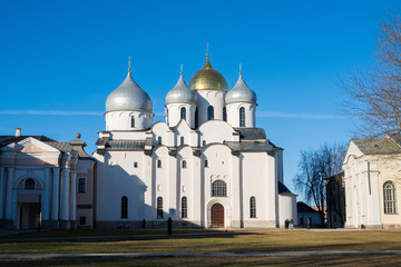 The Cathedral of Saint Sophia (1045-1050) in the Kremlin in Veliky Novgorod, Russia