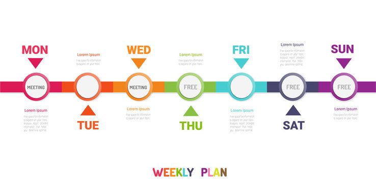 Timeline business for 7 day, 7 options, Timeline infographics design vector and Presentation business can be used for Business concept with 7steps or processes.