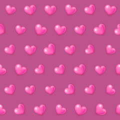 Cute pink hearts seamless pattern, Valentine's Day, texture for wallpapers, fabric, wrap, web page backgrounds, vector illustration