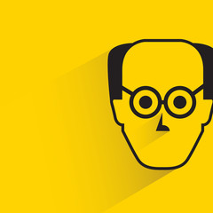 human face with shadow in yellow background