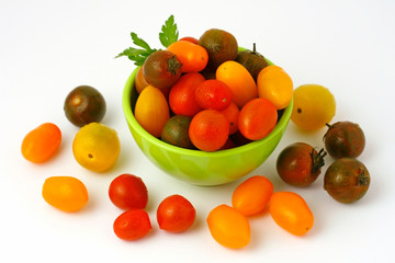 Varied cherry tomatoes.