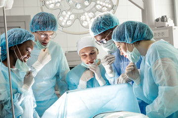 doctors has performed wrong operation. mistake concept. close up photo.