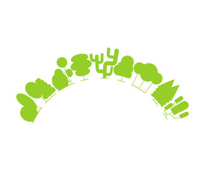 green tree array half circle on white background