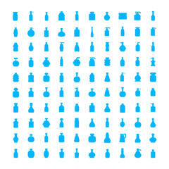 drinking bottle and cosmetics package icons
