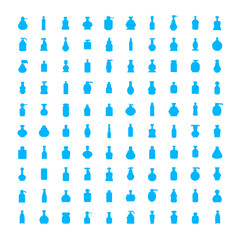 drinking bottle and cosmetics package icons